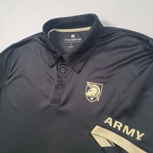 Colosseum Men Army Black Polo Shirt Large Performance Short Sleeve Black Knights